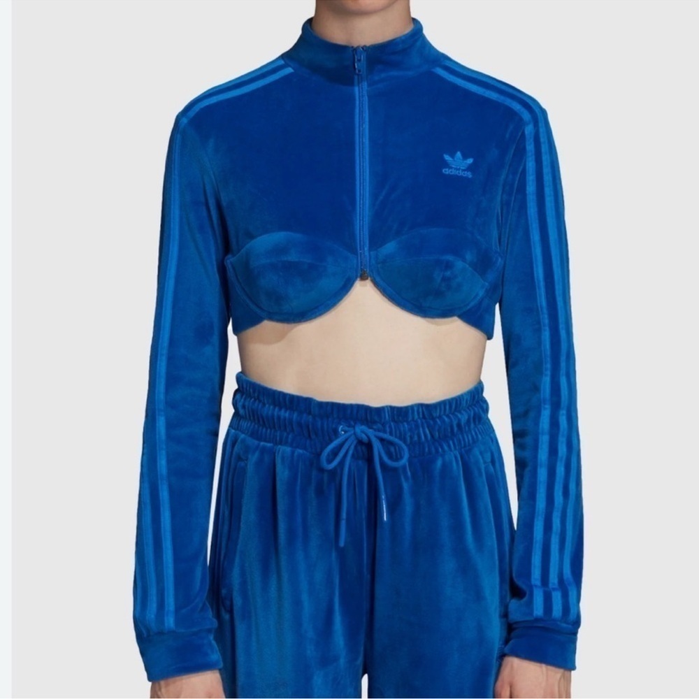 Jeremy Scott X Adidas Originals ‘DIP’ Collection Blue Velour Track Suit Top Nwt - Picture 3 of 15
